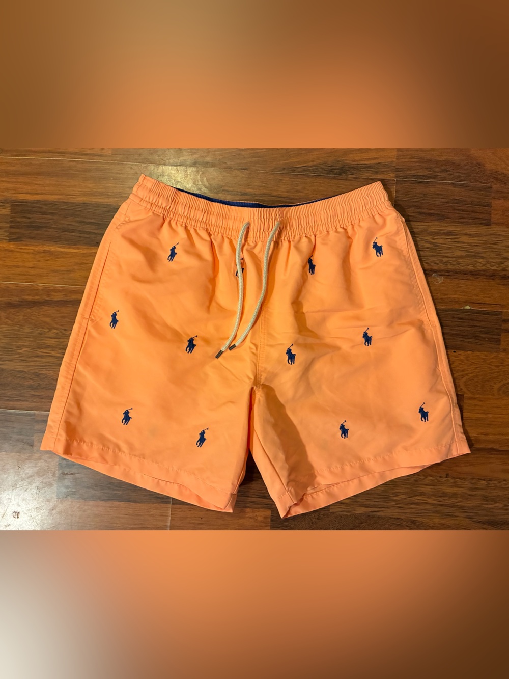 Polo by Ralph Lauren Orange Swim Trunks with Navy Pony Embroidery